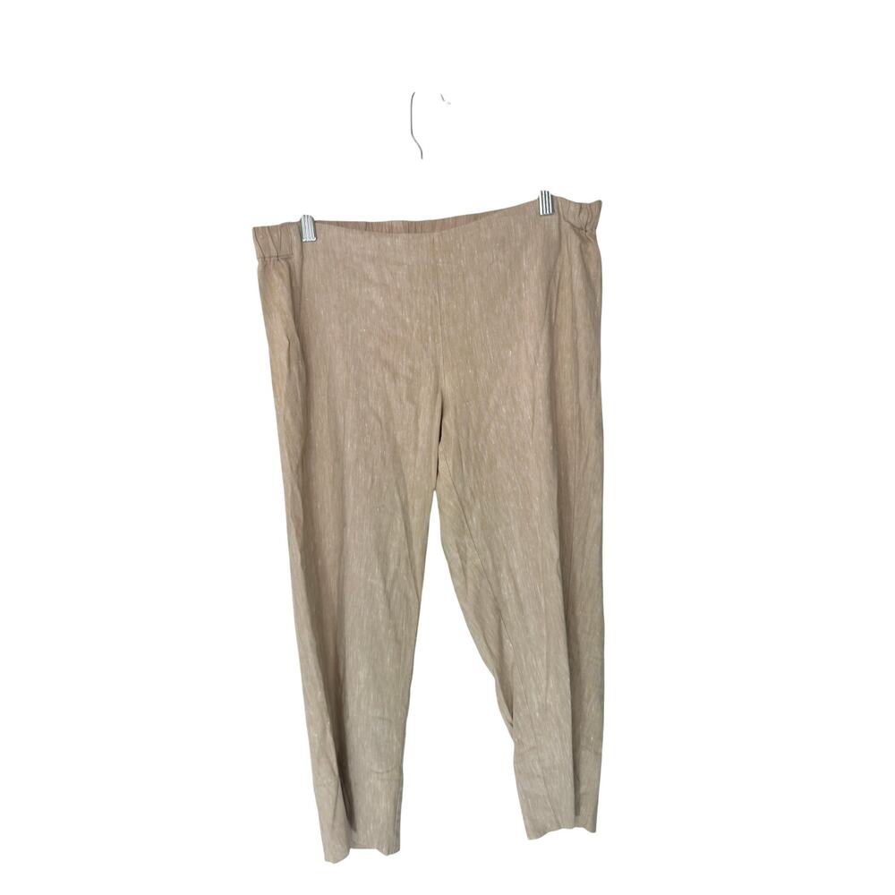 J. Jill Linen Stretch Beige Lagenlook Cropped‎ Straight Leg Pants Medium Petite